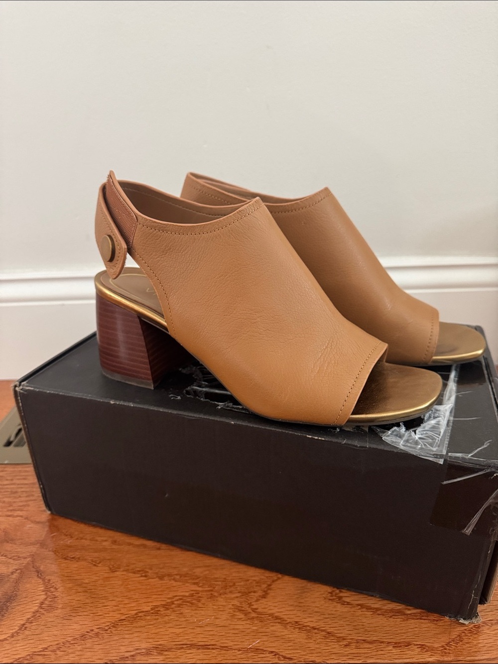 Vionic Tan Open-Toe Slingback Block Heel Sandals